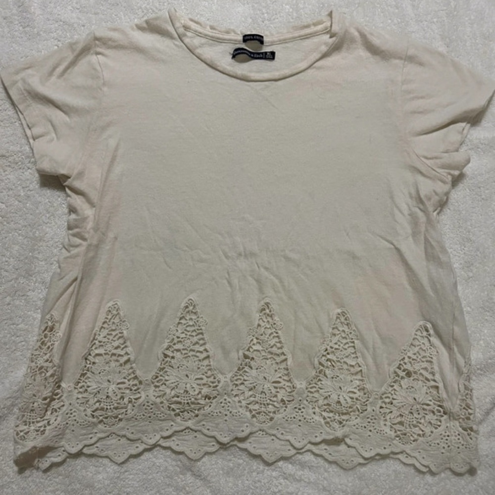 Abercrombie & Fitch Ivory Lace Accent T-Shirt